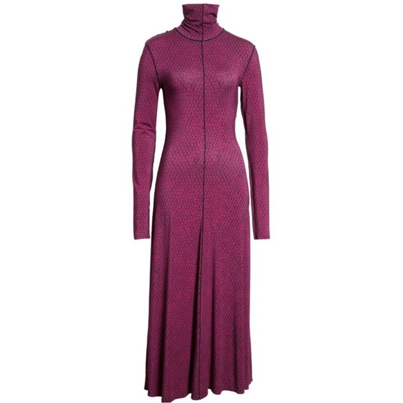 Proenza Schouler White Label Marble Mesh Turtleneck Midi Dress M Jersey Stretch - Picture 3 of 11